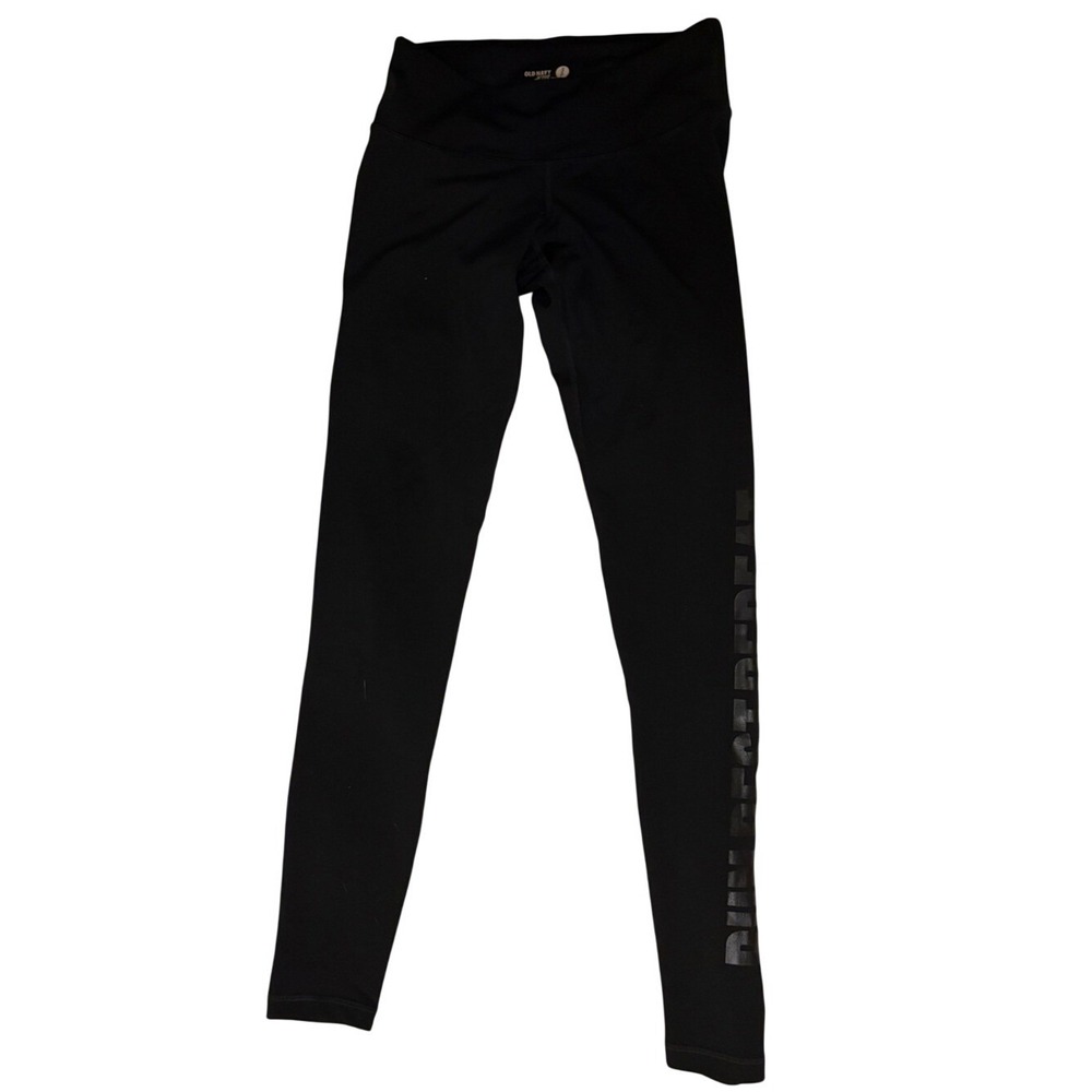 Old Navy Black Athletic Leggings with Side Logo- Run Rest Repeat